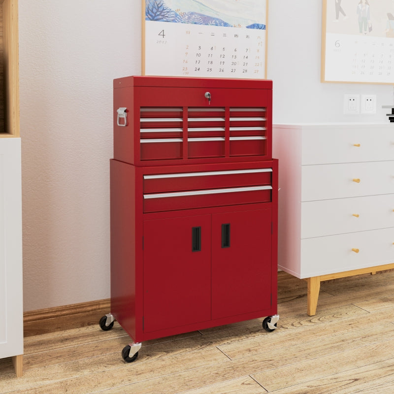 Portable Tool Box with 6 Drawers on Wheels