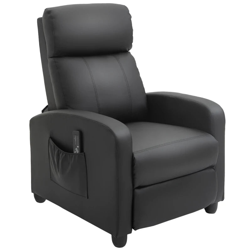Massage Recliner Armchair in Faux Leather with Adjustable Leg Rest and Side Pocket for Living Room