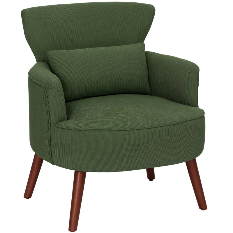 Green Corduroy Retro Accent Chair for Stylish Living Room Decor