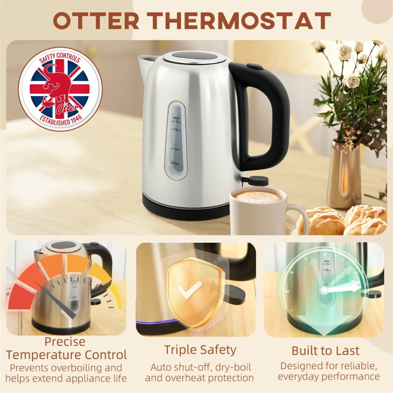 Elegant Silver Tone Toaster and Kettle Set - Modern Kitchen Essentials for Perfect Toast and Boiling Water