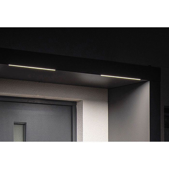 Custom Colour - BS250PLUS (125cm projection) Aluminium Canopy with Post, Side Panel with Drainage + LED light - 250x125cm