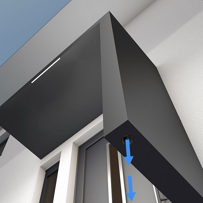 251-300x90cm Aluminium Canopy With LED Light Strip & Side Panel - Anthracite Grey (Left or Right)