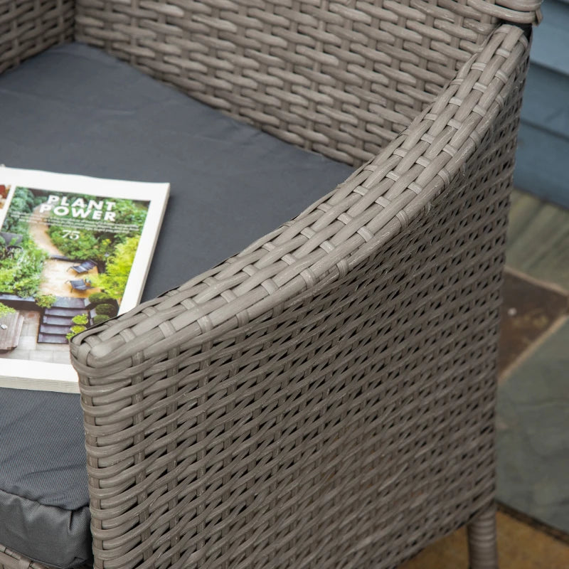 Set of x4 Grey Rattan Chairs With Cushions