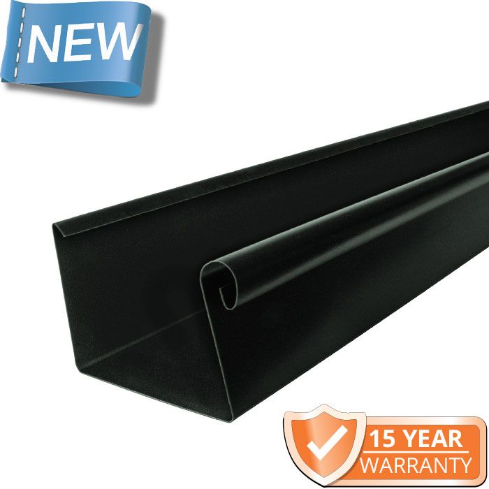 120x75mm Box Profile Black Galvanised Steel Gutter - 3m Length