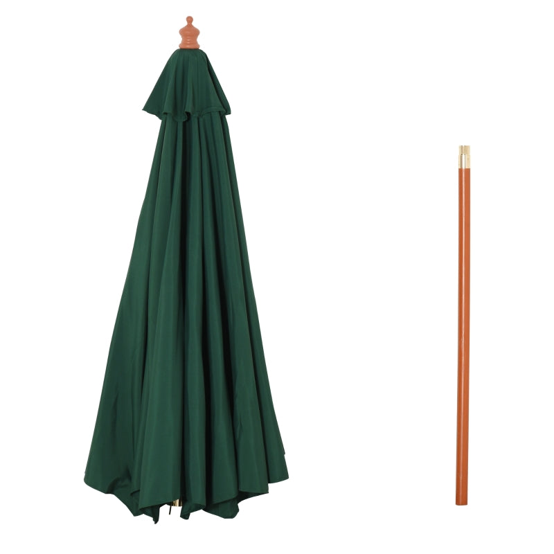 Green 2.5m Round Garden Parasol Umbrella with Wooden Pole