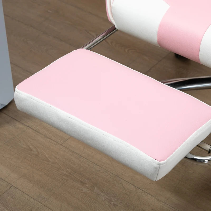 Vinsetto Pink Ergonomic Gaming Chair - PU Leather Reclining Computer Chair with Footrest, Lumbar Support & Adjustable Height for Adults