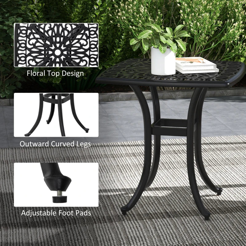 Black Square Outdoor Bistro Table with Umbrella Hole
