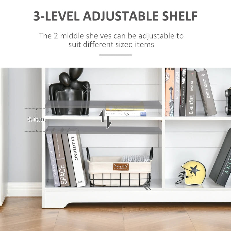 Stylish 2-Tier Wooden Cube Bookcase - Freestanding Open Storage Shelving Unit for Home Office & Living Room, White, 118x29x76cm