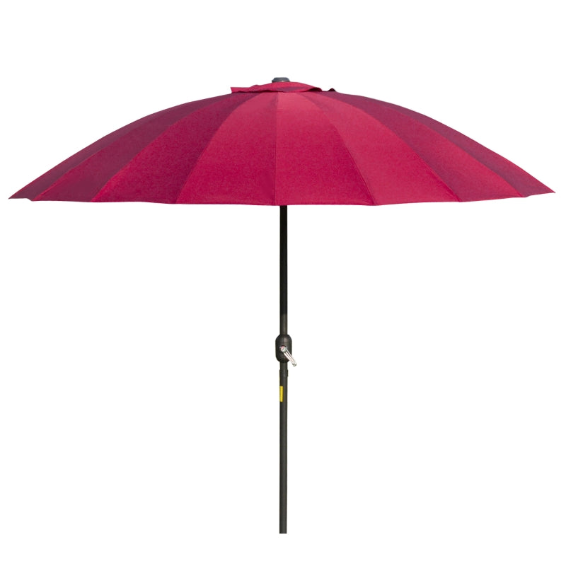 Red 2.5m Garden Parasol Umbrella with Crank & Tilt, Outdoor Sun Shade