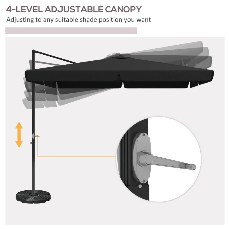 Grey 3m Cantilever Parasol with Adjustable Canopy