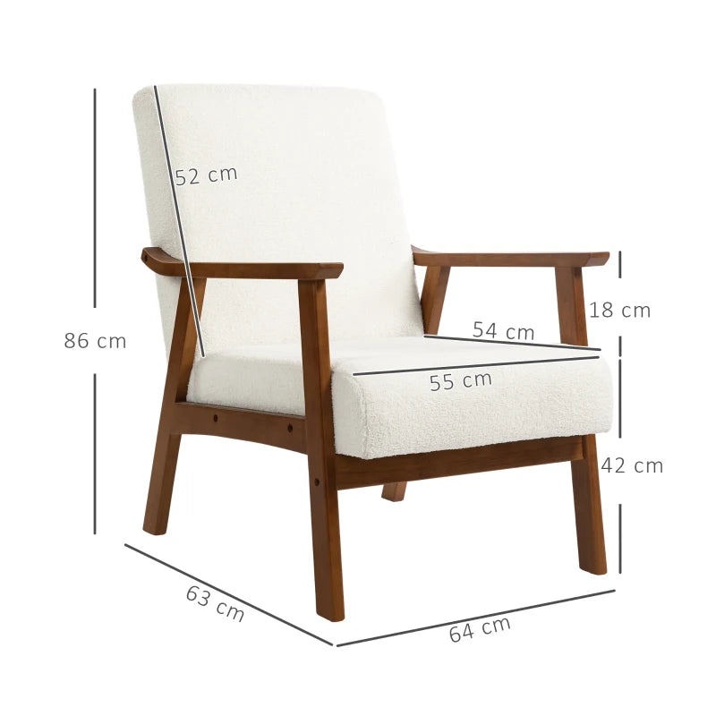 Mid Century Modern Boucle Accent Chair in White - Stylish Seating for Home Decor