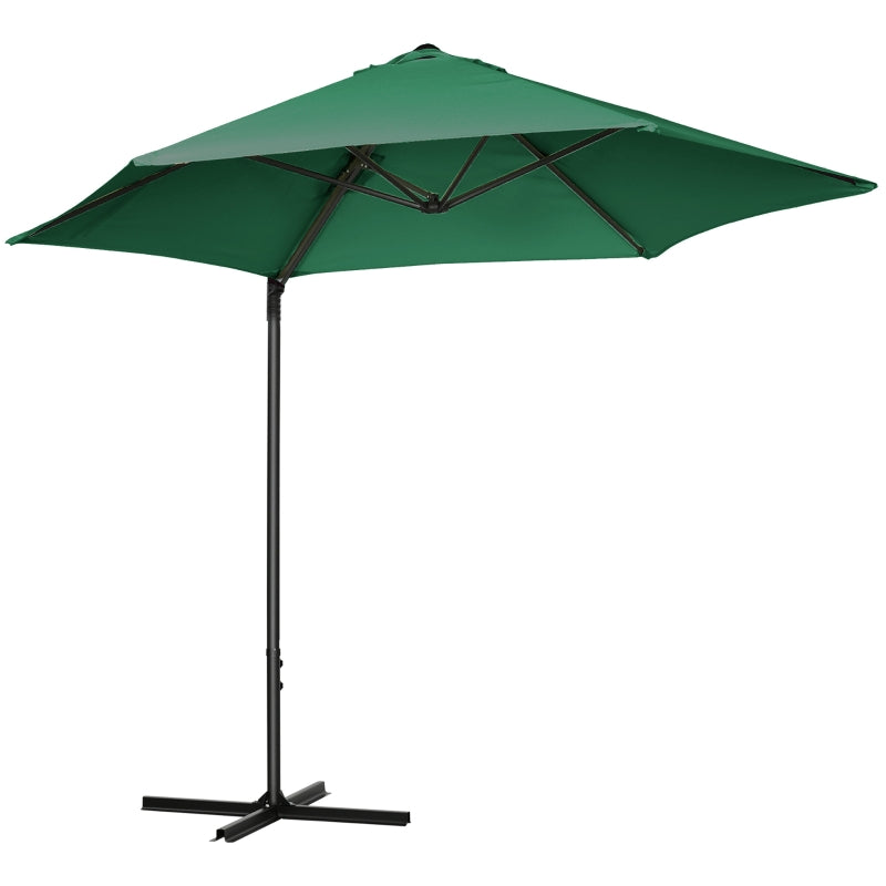 Green 2.5M Rotating Cantilever Patio Umbrella with Cross Base