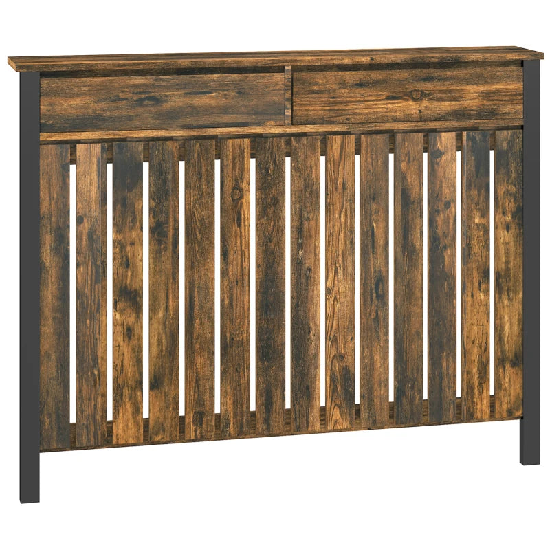 Rustic Style 93 x 119cm Radiator Cover in Brown and Black Finish