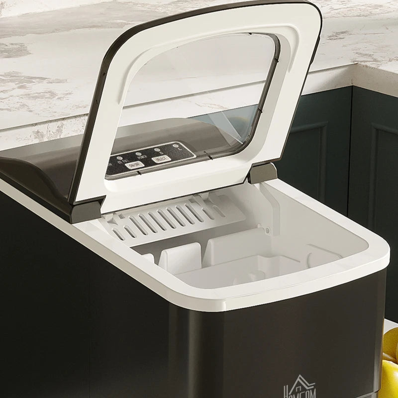 12kg Countertop Ice Cube Maker - Black Ice Machine with Scoop for Home & Party Use