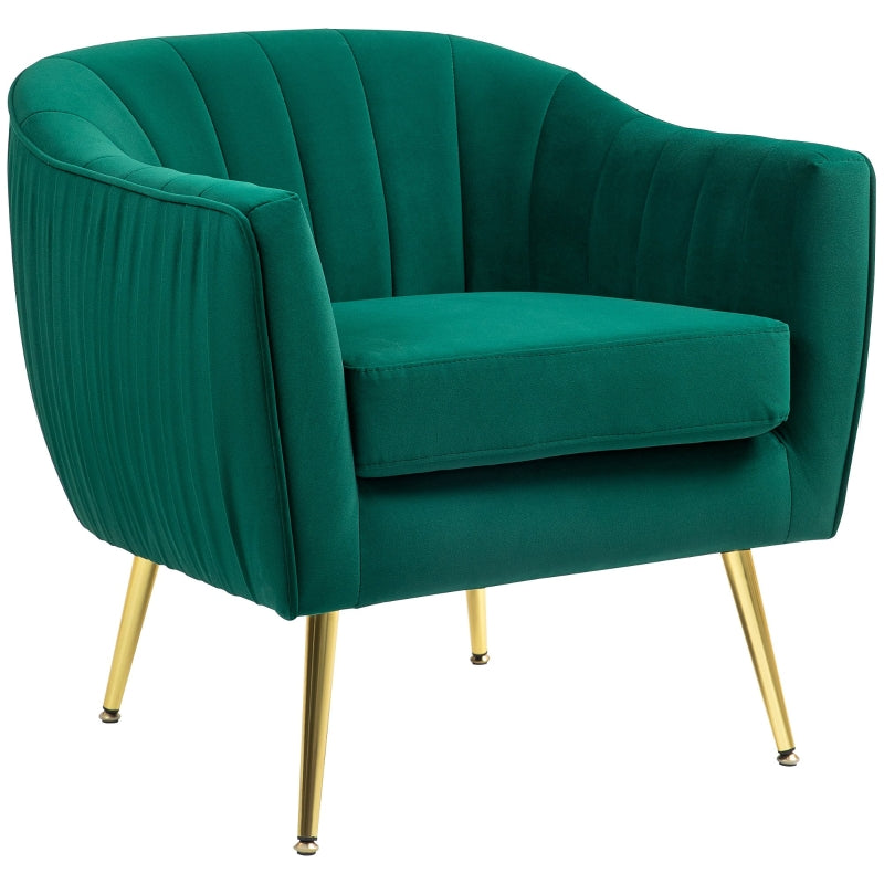 Velvet-Feel Green Shell Back Accent Chair for Stylish Home Decor