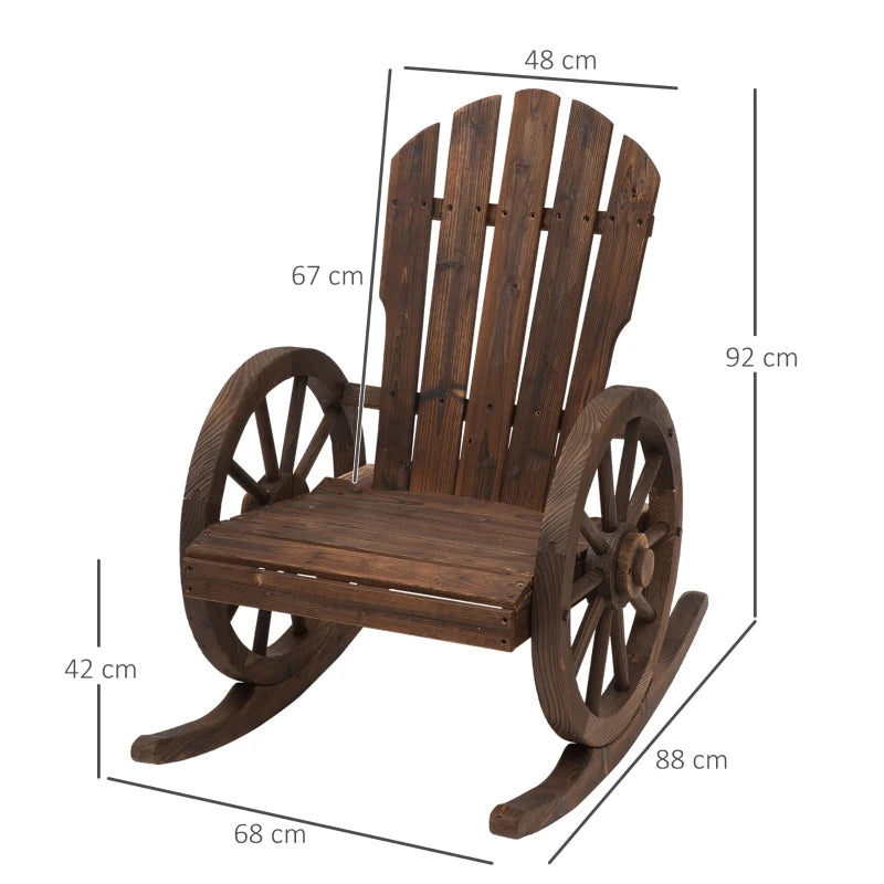 Carbonized Wood Adirondack Rocking Chair - Outdoor Patio Recliner
