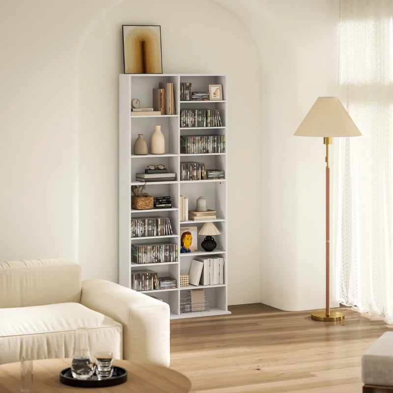 Stylish 640 CD Storage Tower in White - Organize Your Media Collection with Space-Saving Design and Modern Aesthetics