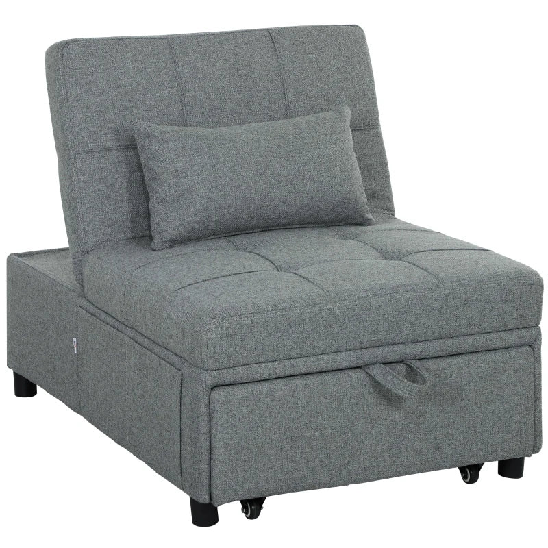 Versatile Dark Grey Four-in-One Sleeper Chair for Compact Living Spaces