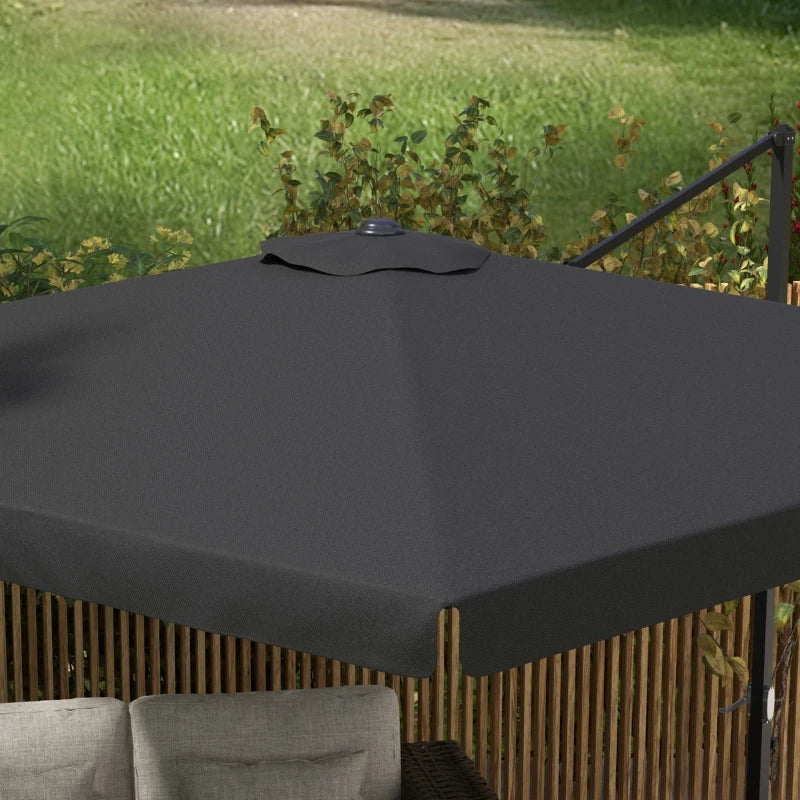 Grey 3m Cantilever Parasol with Adjustable Canopy