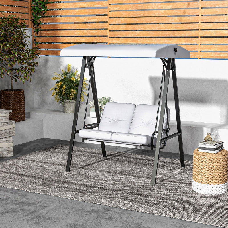 Light Grey 2-Seater Garden Swing Bench with Adjustable Canopy