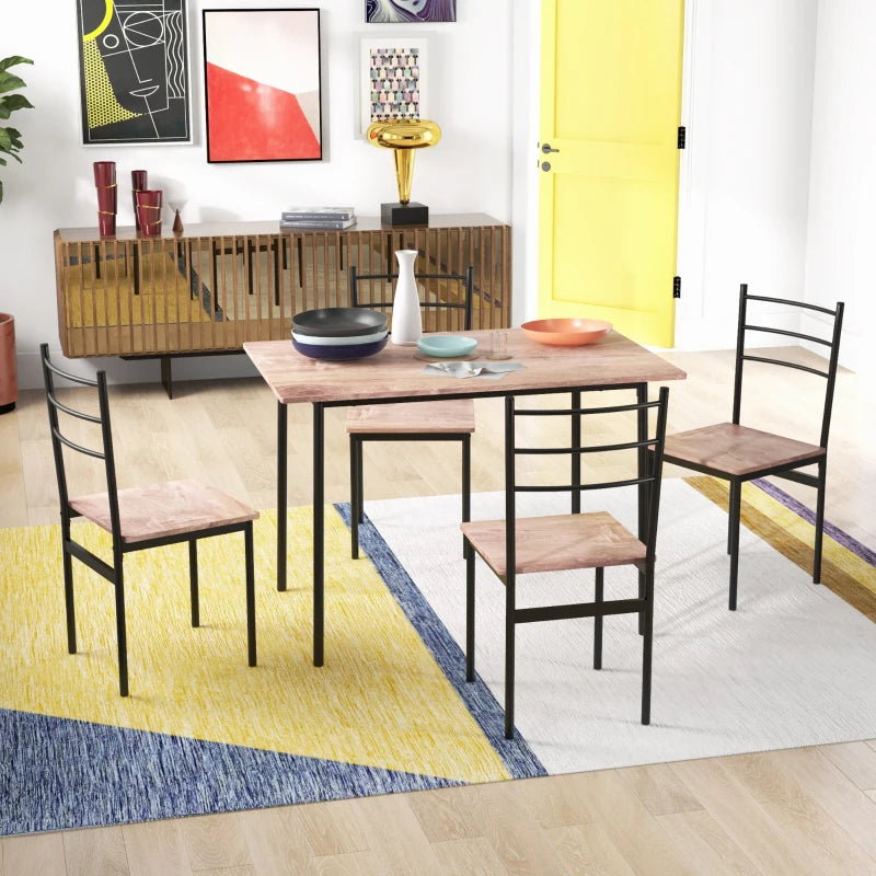 5-Piece Space-Saving Dining Table and Chairs Set - Steel Frame, Compact Design for Small Kitchens, Black Finish