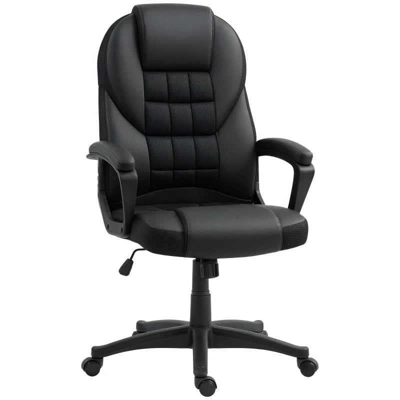 Ergonomic Faux Leather Office Chair - Stylish Black Executive Desk Chair for Home & Office Use