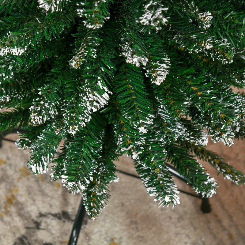 6FT Snow Dipped Christmas Pencil Tree - Foldable Black Stand, Green Holiday Indoor Decoration for Festive Home Decor