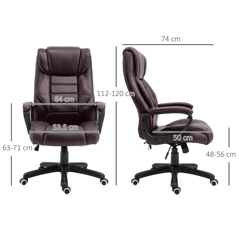 Vinsetto Brown Office Chair with 6-Point Massage, Padded Seat & Armrests, Adjustable Tilt Function for Home & Office