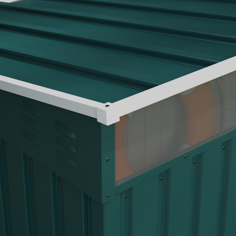 6.5ft x 4ft Green Metal Shed With Sloping Roof