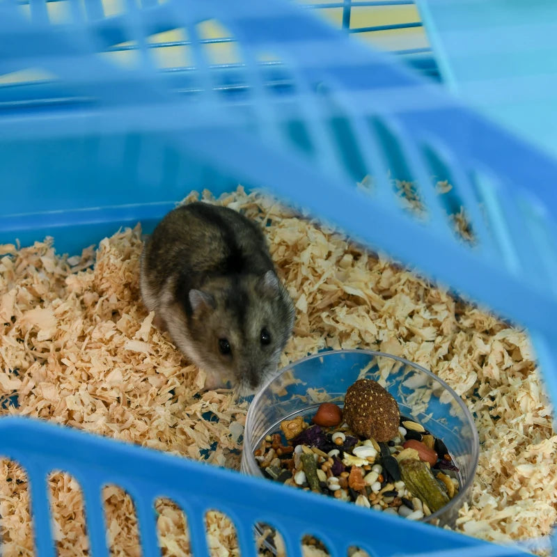 5-Tier Hamster Cage with Exercise Wheels, Tunnel Tube, Water Bottle & Dishes - Blue Habitat for Dwarf Mice