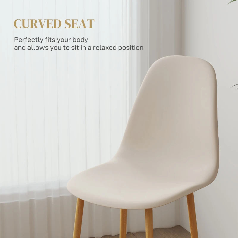 Modern Khaki Dining Chairs Set of 4 - Stylish Kitchen Chairs with Backrest & Steel Legs for Dining Room & Living Room