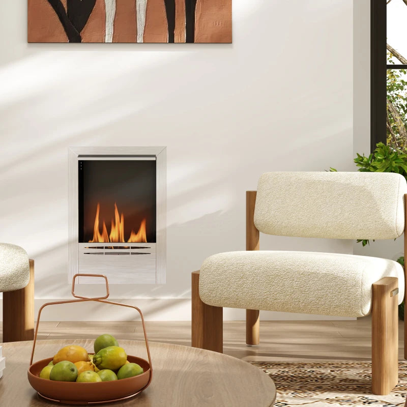 Stainless Steel Indoor Ethanol Fireplace Insert Bioethanol Burner 0.9L Volume 48x59cm Silver