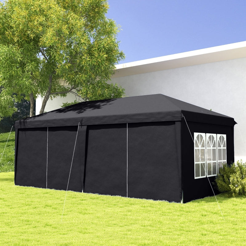 Grey 3x6m Pop-Up Gazebo with Curtain Walls and Windows