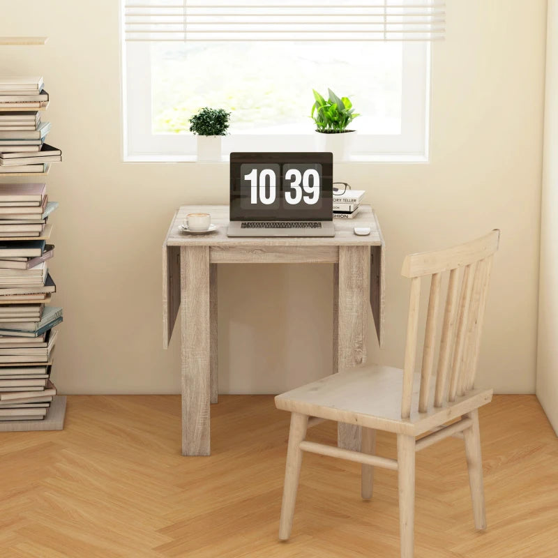 Stylish Four-Seater Drop Leaf Dining Table - Elegant Wood Effect Design for Space-Saving Dining Solutions