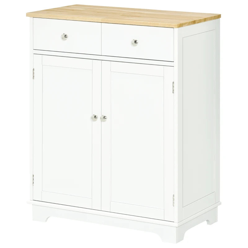 Multi-Use Kitchen Floor Cabinet with Solid Wood Top, Adjustable Shelf & Drawer - Ideal Sideboard for Dining Room & Hallway