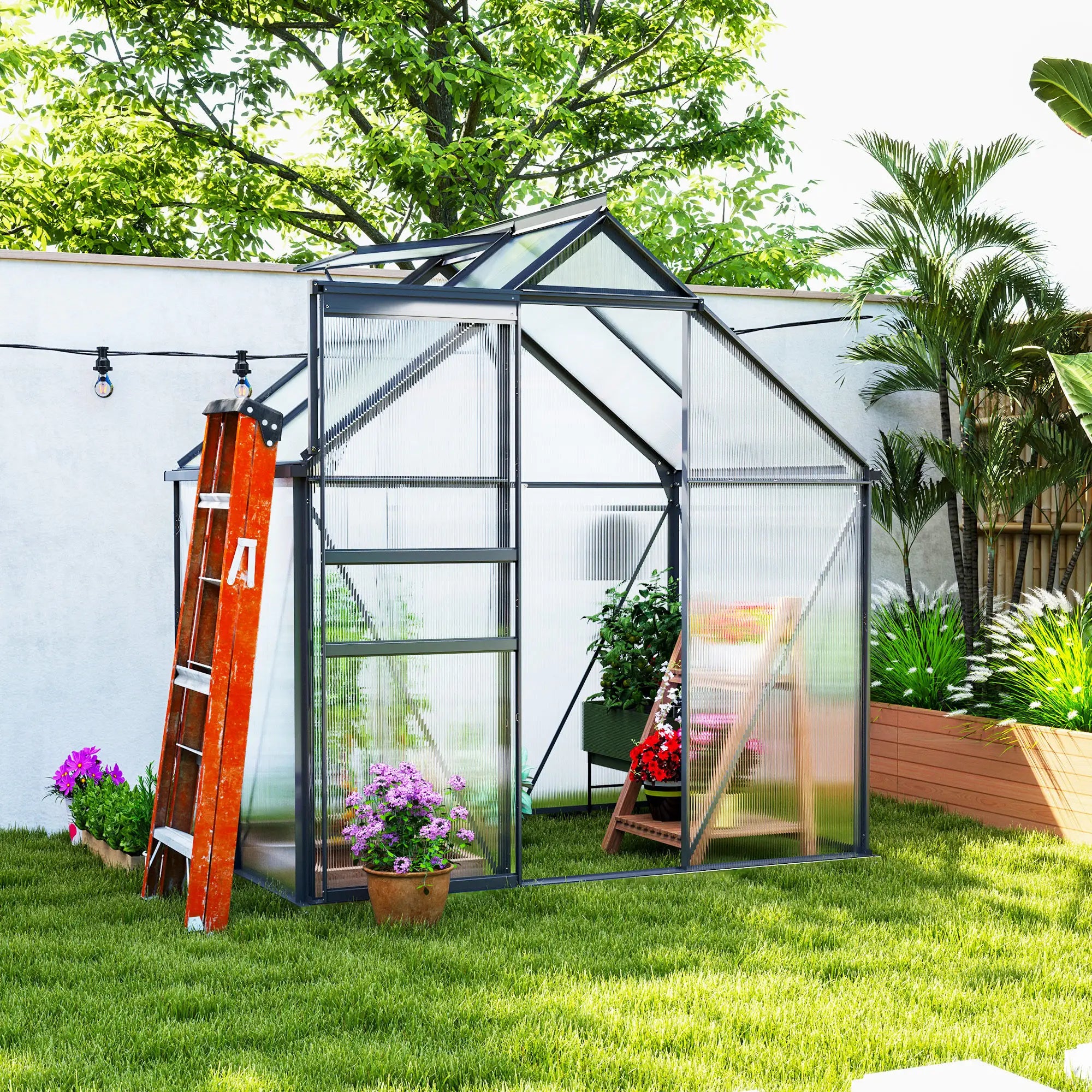 192.5cm x 131cm Walk-In Polycarbonate Greenhouse