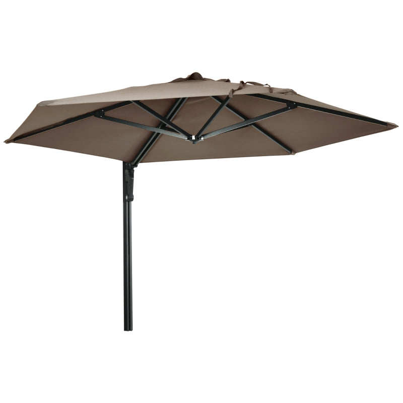 Khaki Wall Mounted Patio Umbrella with Rotatable Canopy - 2.5m