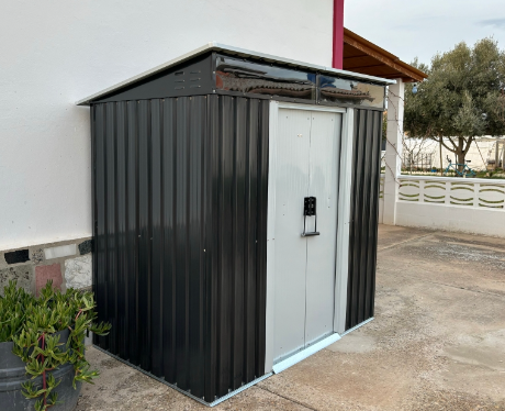 6.5ft x 4ft Dark Grey Shed With Sloping Roof