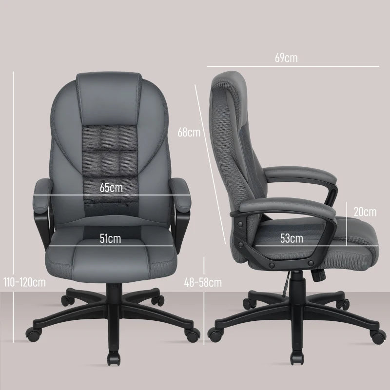 Charcoal Grey Faux Leather Office Chair - Ergonomic Design, Adjustable Height, Stylish Comfort for Home & Office Use
