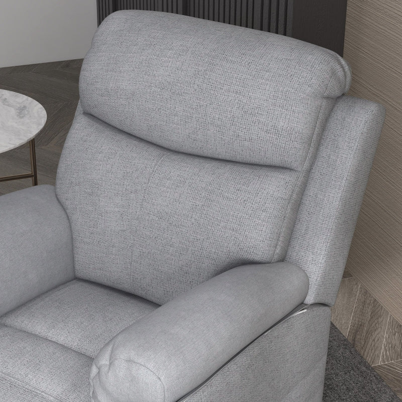 Electric Power Lift Recliner Chair for Elderly, Overstuffed Linen Fabric Armchair with Remote Control and Side Pockets, Grey
