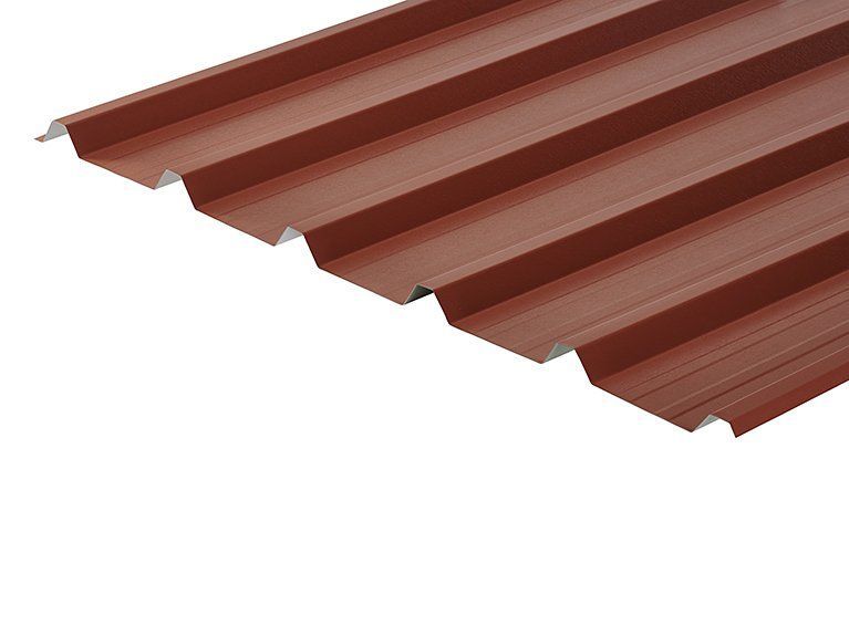 32/1000 Box Profile PVC Plastisol Coated 0.7mm Metal Roof Sheet Chestnut