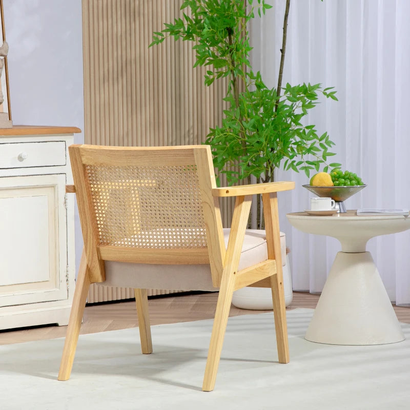 Natural Finish Wooden Rattan Weave Accent Chair for Stylish Home Decor