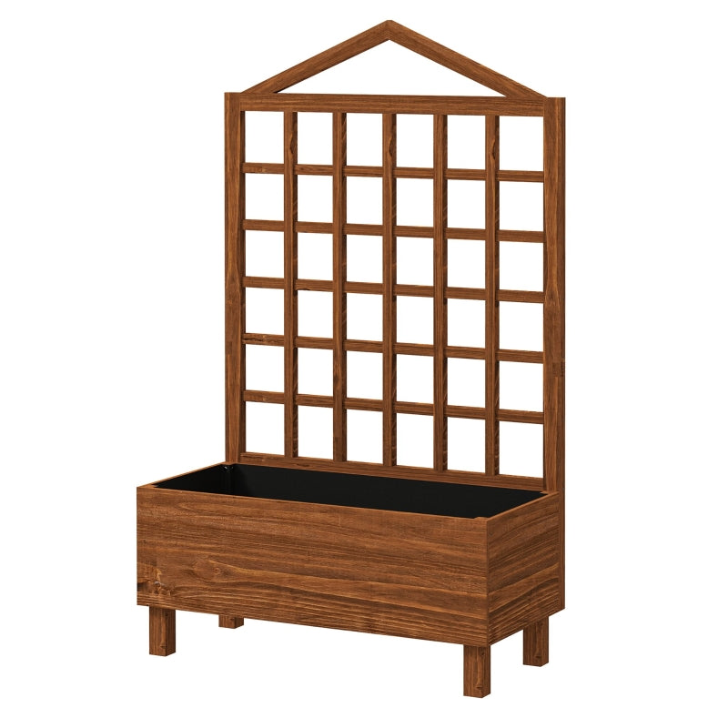 Wooden Garden Planters with Trellis for Climbing Vines