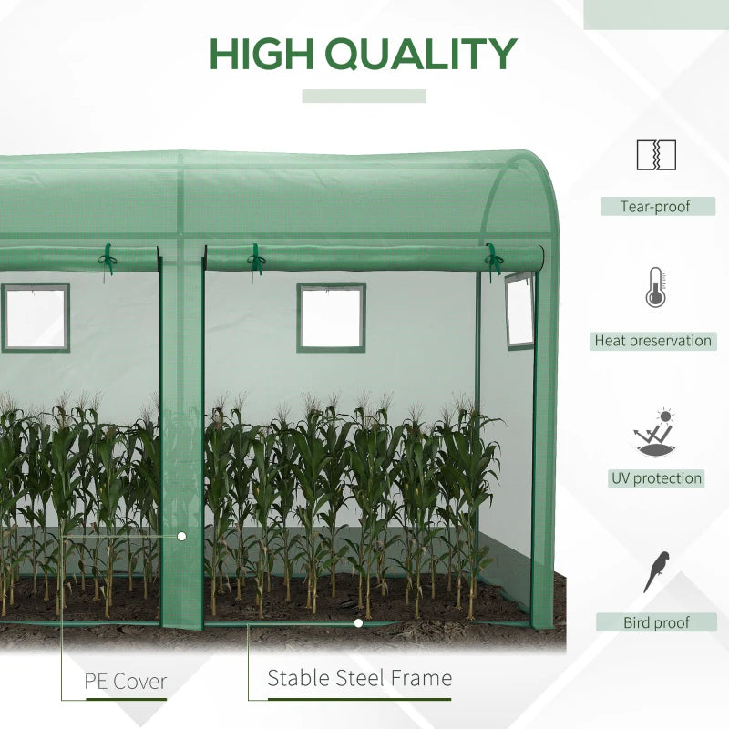 Green Tomato Plant Growth Greenhouse with Double Doors & Windows, 3x1x2m