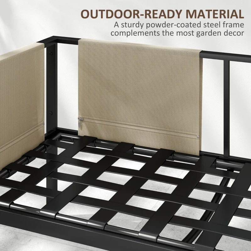 4 Piece Metal Garden Furniture Set with Glass Table and Cushions for Outdoor Relaxation