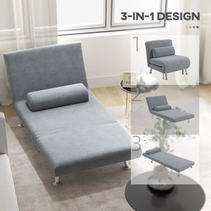 Stylish Grey Velvet-Feel Sleeper Chair for Comfortable Seating and Relaxation