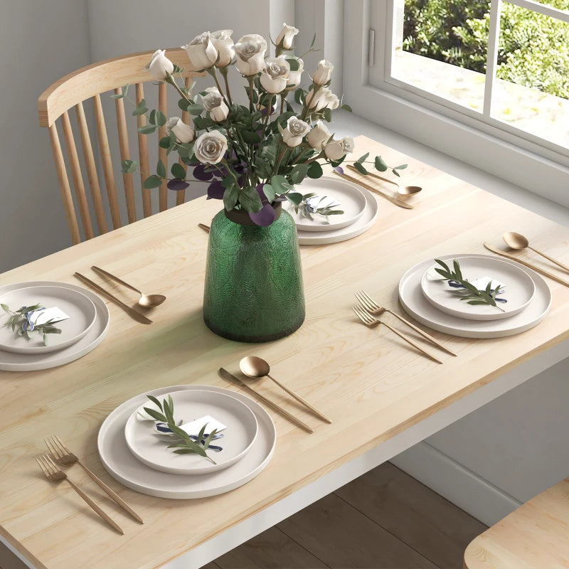 Rustic Four-Seater Farmhouse-Style Wooden Dining Table - Perfect for Family Meals and Country Decor