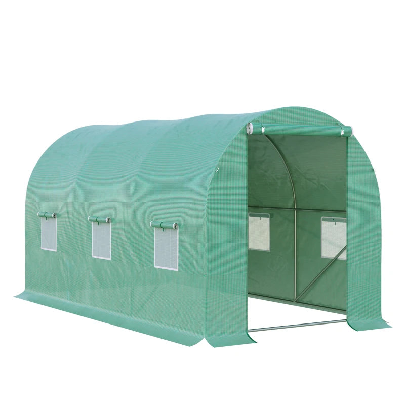 Green Walk-in Polytunnel Garden Greenhouse 4x2x2m - Galvanised Steel Frame