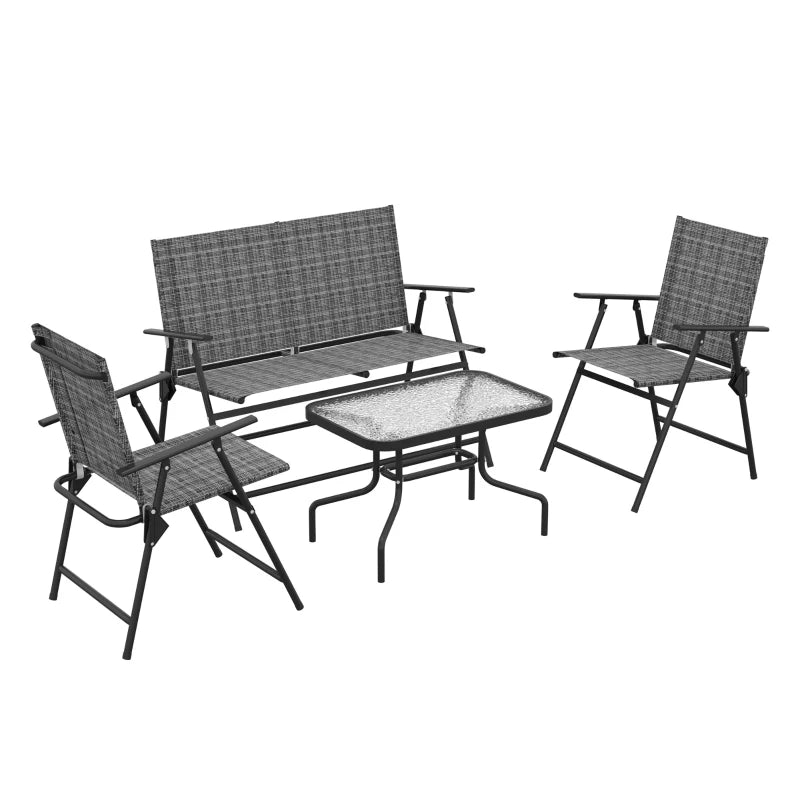 Four-Piece Metal Garden Sofa Set in Mixed Grey for Outdoor Relaxation and Comfort