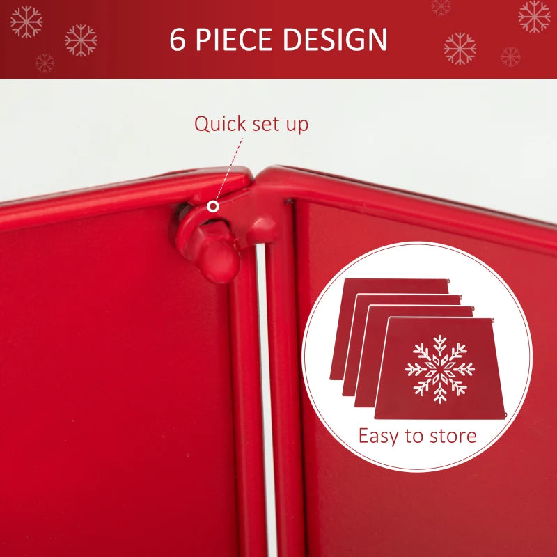 Hexagon Christmas Tree Collar - Red Snowflake Pattern Base Cover for Holiday Decor, Xmas Party Home Decoration